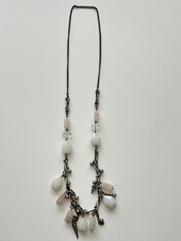 All Saints Cube Pink And White Clusters Necklace